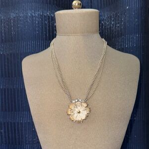 Sterling silver and 14k Floral Pendant Layered Necklace